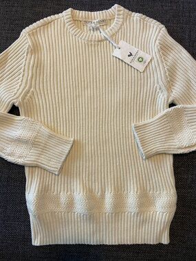 NWT Hope & Henry Cream/Ivory Knit Sweater 100% Organic Cotton, Boys M
